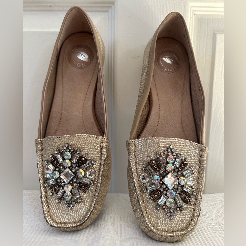 Gold Embellished Loafers